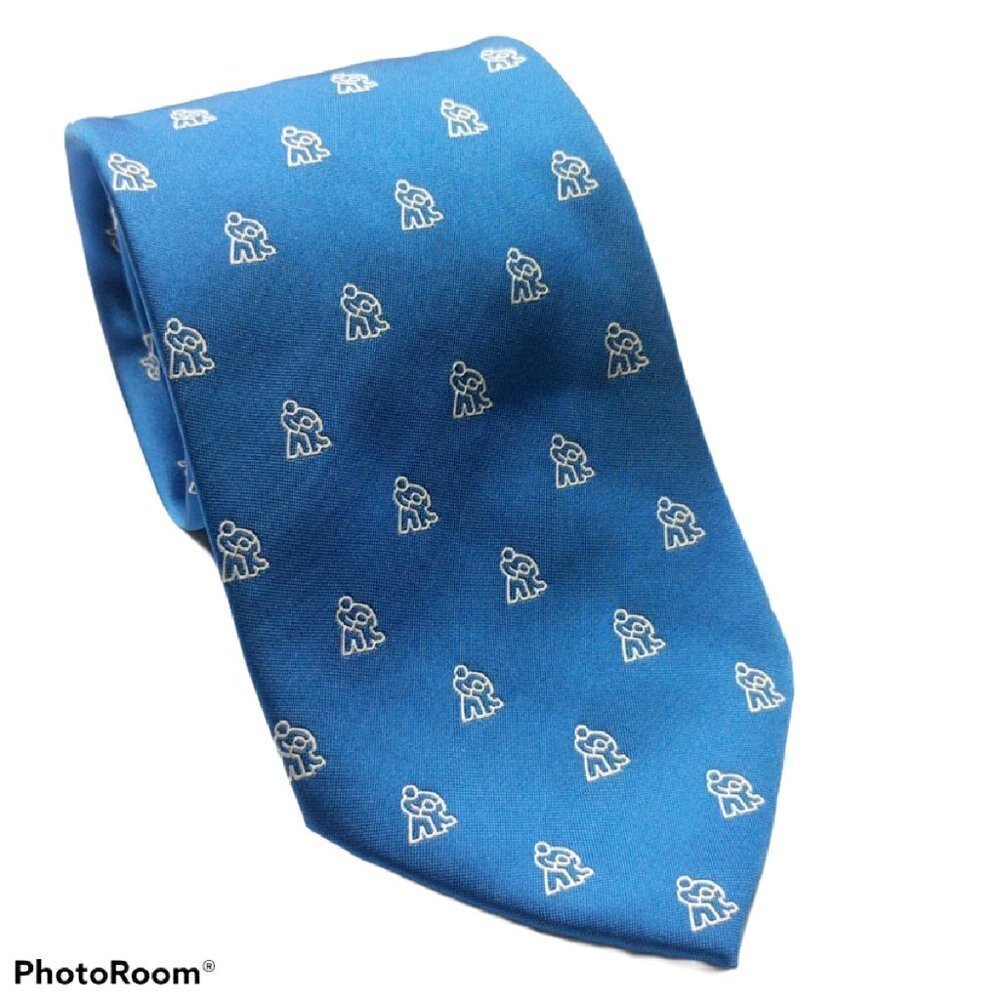 Tie Creators Stick People Print Necktie Blue White
